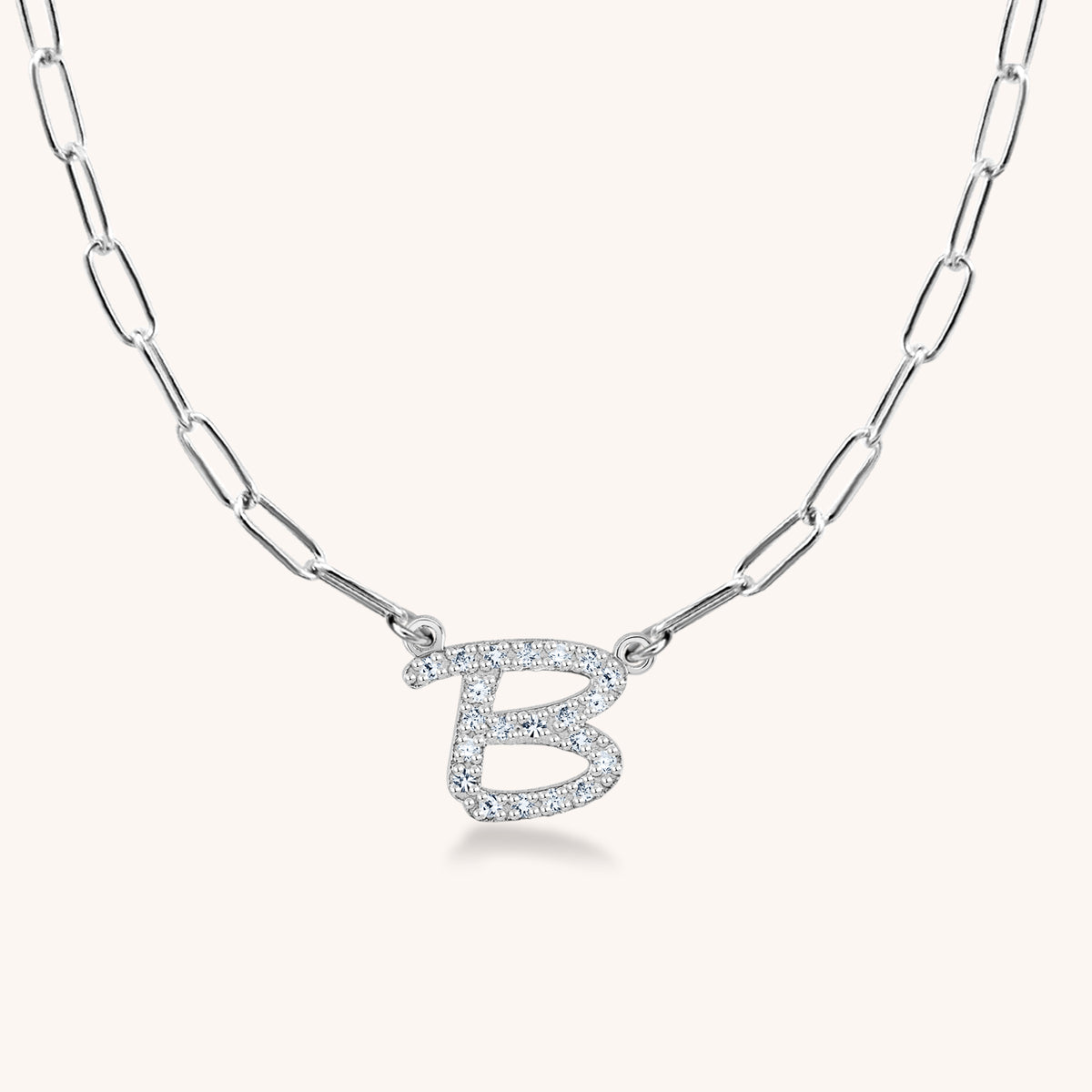 Rachel Initial Diamond Paperclip Necklace