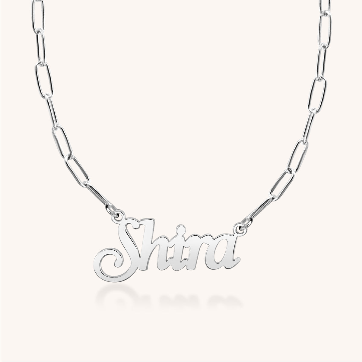 Shira Nameplate Paperclip Necklace