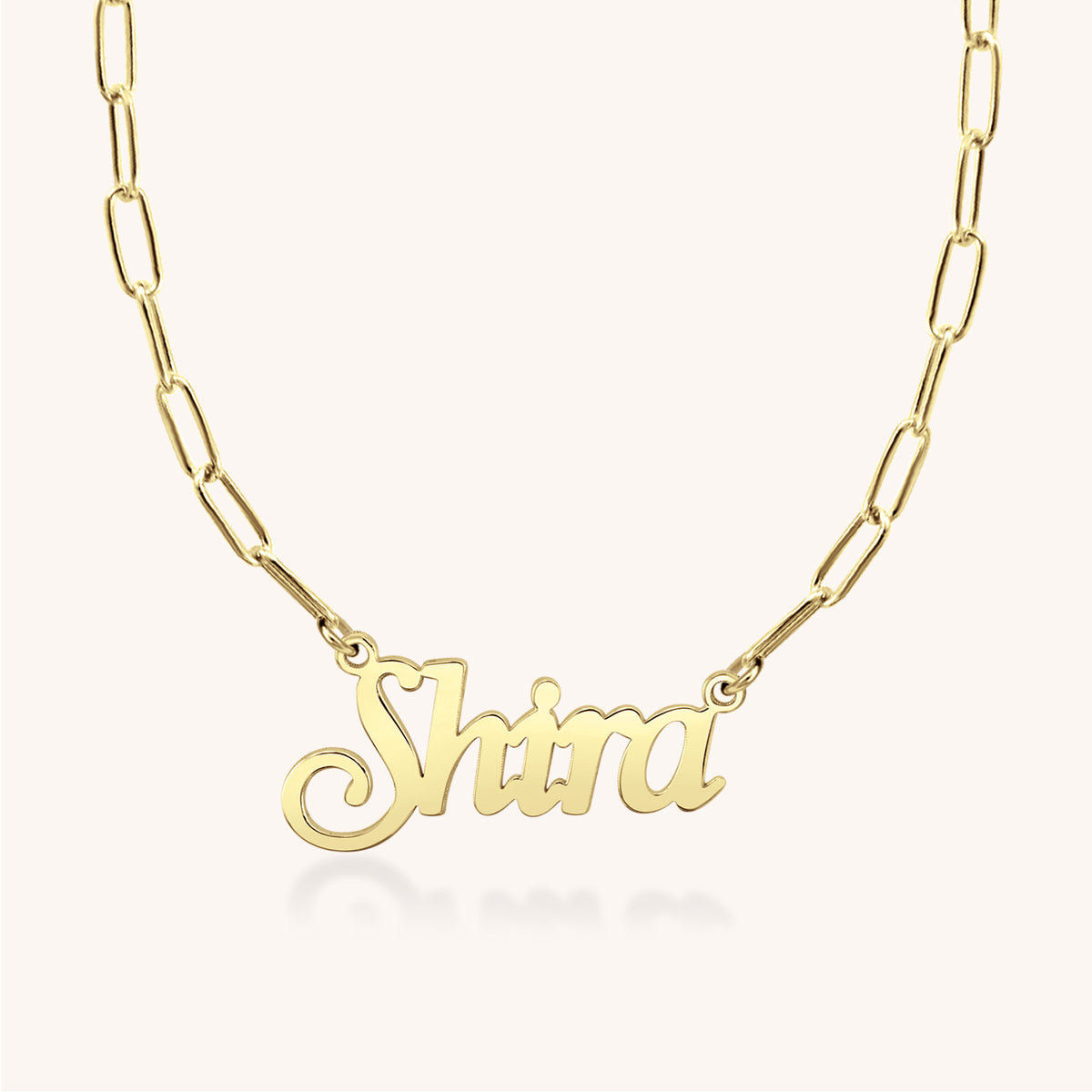 Shira Nameplate Paperclip Necklace